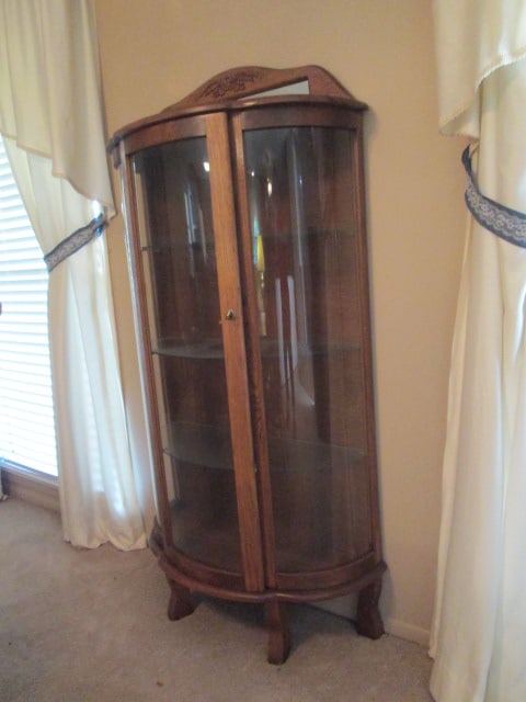 Royola Pacific Ltd. Curved Glass Curio Cabinet with Mirror Backsplash - 2