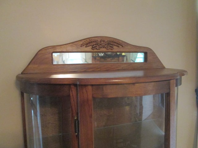 Royola Pacific Ltd. Curved Glass Curio Cabinet with Mirror Backsplash - 4