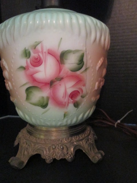 Handpainted Victorian Revival "Gone with the Wind" Style Electric Banquet Lamp - 2