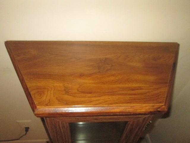Oak Finish Angled Side Illuminated Display Cabinet - 2