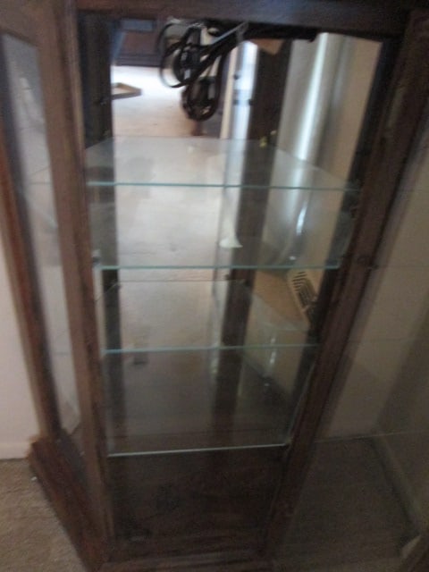 Oak Finish Angled Side Illuminated Display Cabinet - 3
