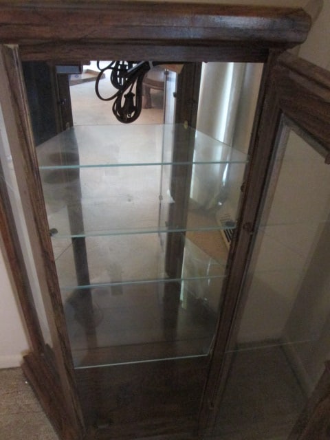 Oak Finish Angled Side Illuminated Display Cabinet - 4