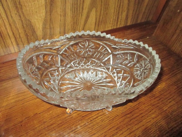 Crystal Centerpiece Bowl, Polish Crystal Covered Candy Dish, USA Crystal Bonbon Dish and - 5