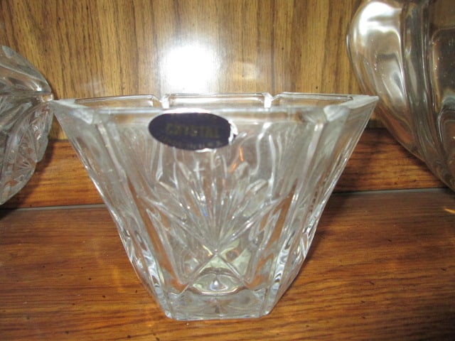 Crystal Centerpiece Bowl, Polish Crystal Covered Candy Dish, USA Crystal Bonbon Dish and - 6