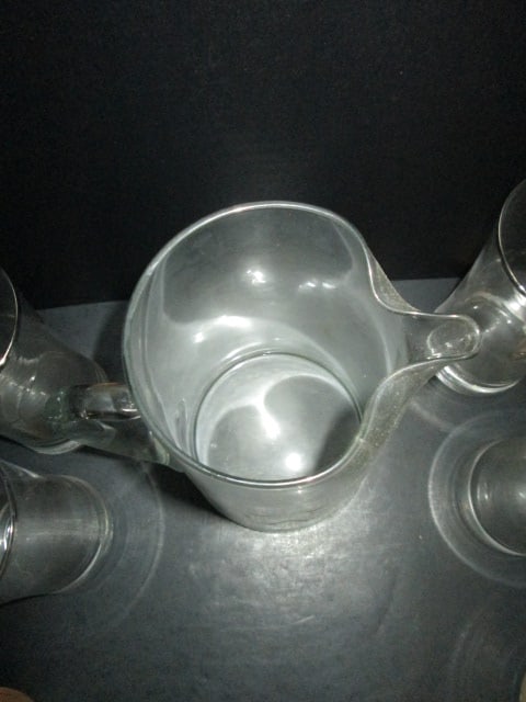 Silver Banded Tumbler and Pitcher Set with Cut "W" Monogram - 3