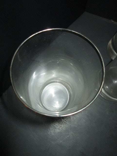 Silver Banded Tumbler and Pitcher Set with Cut "W" Monogram - 5