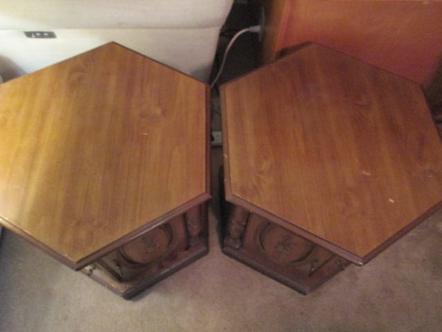 Pair of Cabinet Room Spanish Revival Style Hexagonal End Tables - 2