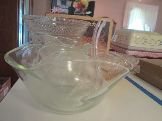 Anchor Hocking "Arlington" Punch Set in Original Box, Wexford Pattern Pedestal Bowl, - 2