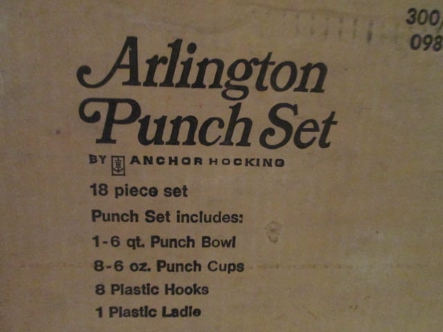 Anchor Hocking "Arlington" Punch Set in Original Box, Wexford Pattern Pedestal Bowl, - 9