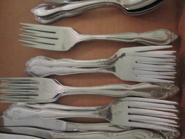 45 Pieces of Customcraft Stainless Steel Flatware Monogrammed with "W" - 3