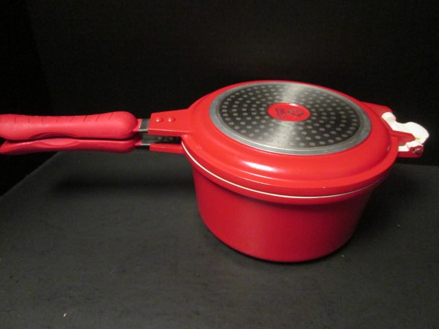 Red Cook's Companion Non Stick Double Sided Flip Sauce Pan and Square Skillet - 5