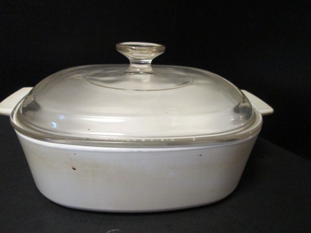 Corning Ware Blue Cornflower A-10-B Covered Baker and Plain White A-2-B - 5