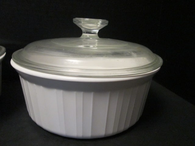 Corning Ware French White 1.6 Liter Round Casserole, 2.8 Liter Oval Casserole and - 4