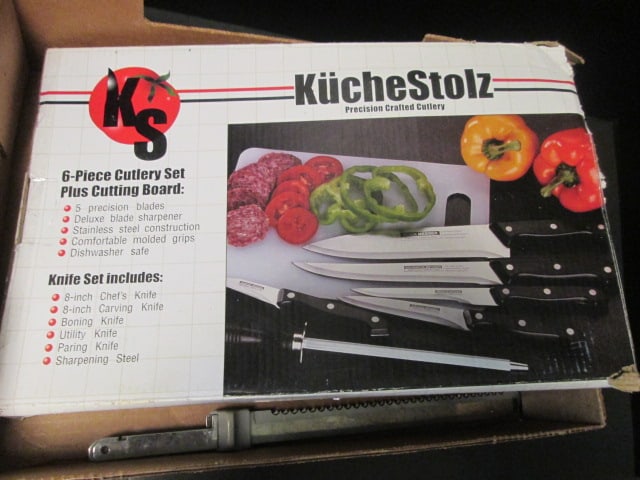 New in Box KucheStolz 6 Piece Cutlery Knife Set with Cutting Board and Sunbeam Electric Knife - 2