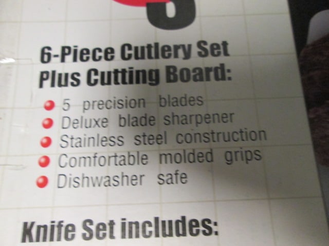 New in Box KucheStolz 6 Piece Cutlery Knife Set with Cutting Board and Sunbeam Electric Knife - 3