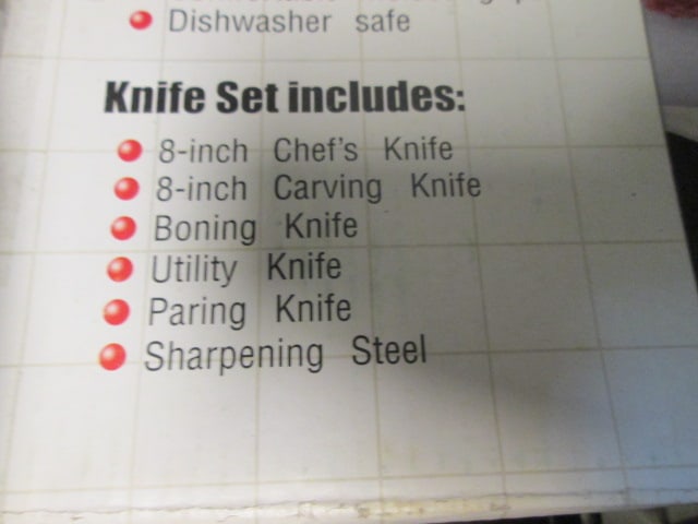 New in Box KucheStolz 6 Piece Cutlery Knife Set with Cutting Board and Sunbeam Electric Knife - 4