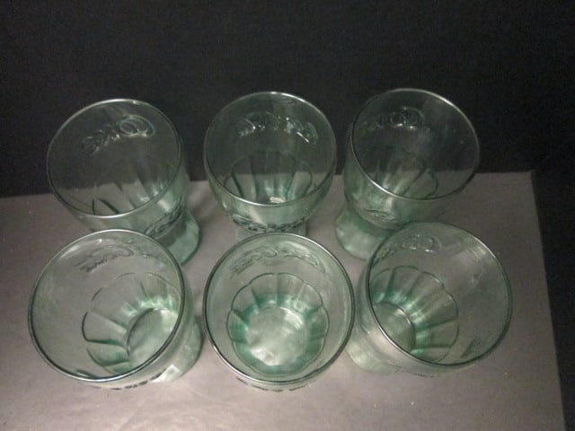Six Coca-Cola Green Bell Glasses - 2