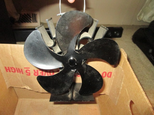 Enamel over Cast Wood Stove Steamer Pot and Heat Powered Stove Fan - 3