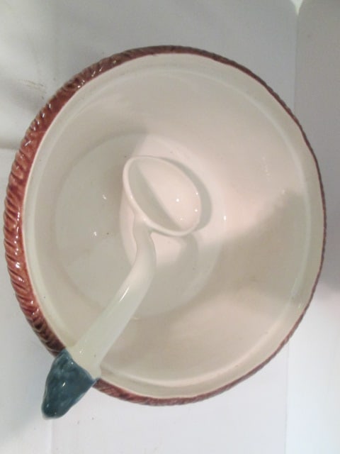 Portugal Pottery Hen on Nest Tureen with Chick/Egg Ladle - 4