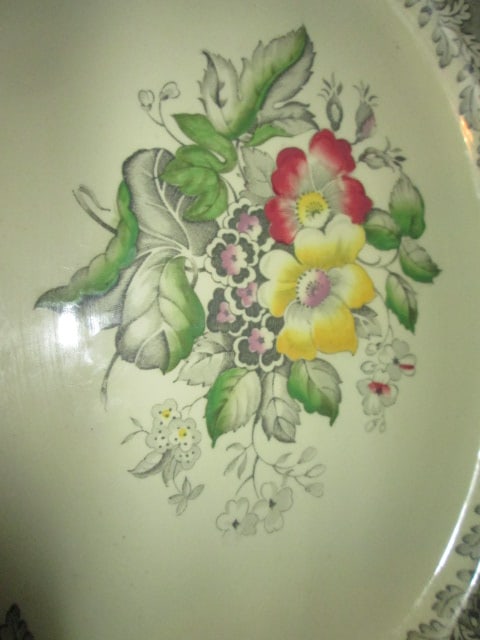 Vintage Devon-Ware by Ridgways Multicolor Floral Bouquet Transferware Earthenware Platter - 4