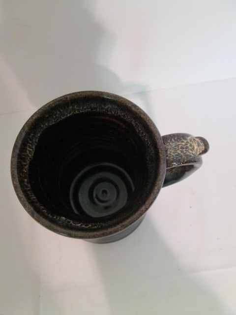 Hand Turned Signed Studio Pottery Maple Leaf Motif Pitcher/Jug - 2