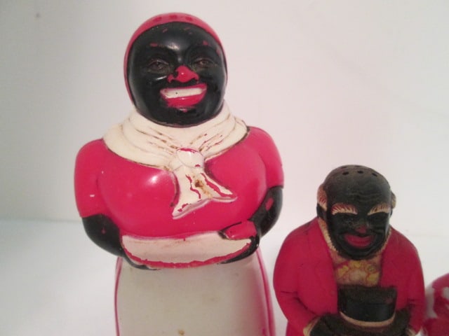 Vintage Black Americana F&F Mold & Die Works "Mammy" and "Amos" Shakers and - 2