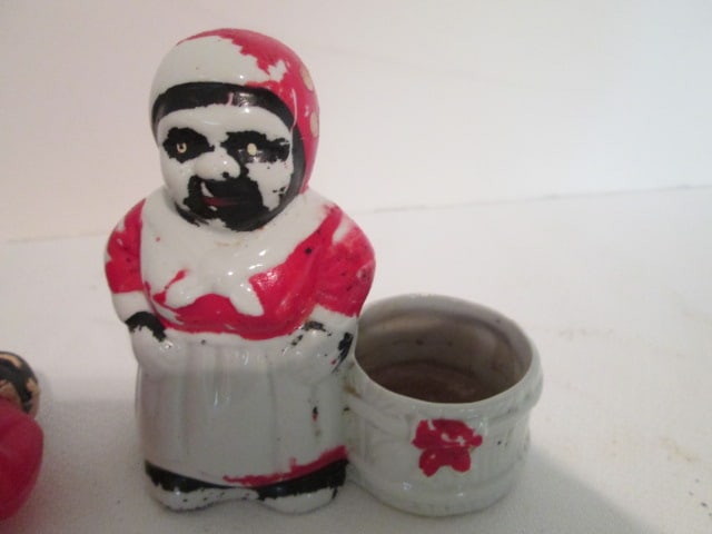Vintage Black Americana F&F Mold & Die Works "Mammy" and "Amos" Shakers and - 5