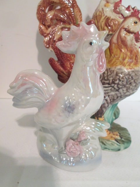 Two Betson's Handpainted Ceramic Roosters, Iridescent Ceramic Rooster, - 5