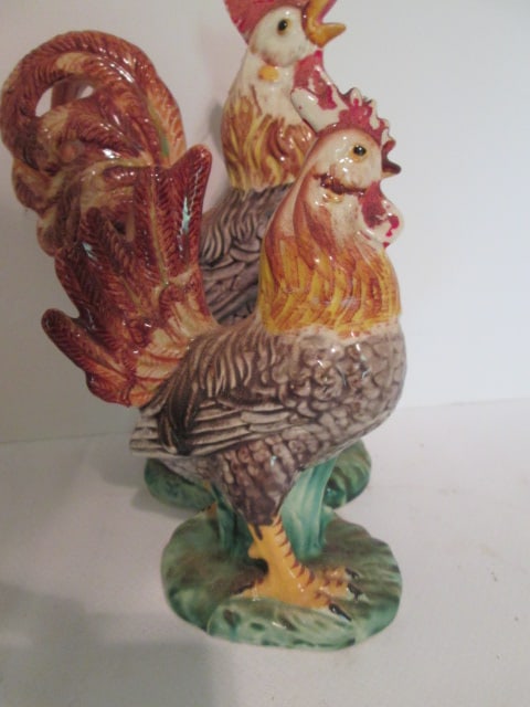Two Betson's Handpainted Ceramic Roosters, Iridescent Ceramic Rooster, - 7