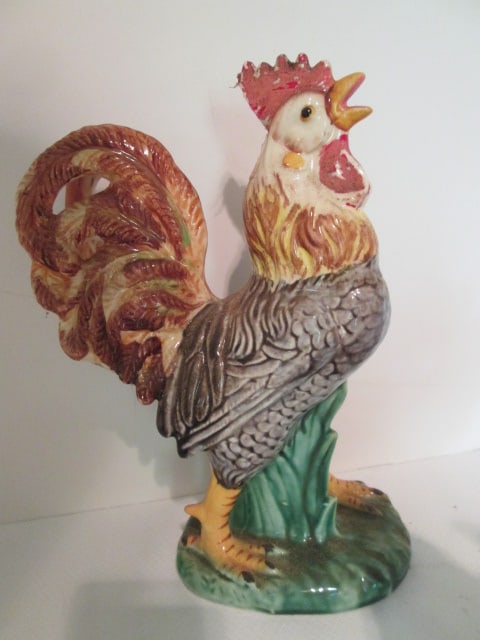 Two Betson's Handpainted Ceramic Roosters, Iridescent Ceramic Rooster, - 8