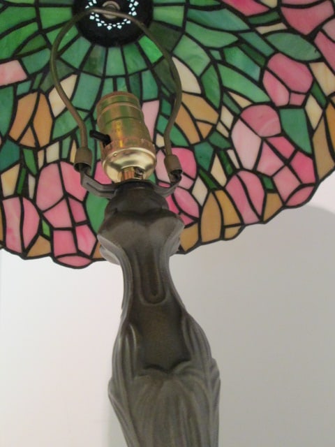 Tiffany Stained Glass Influenced Table Lamp - 4