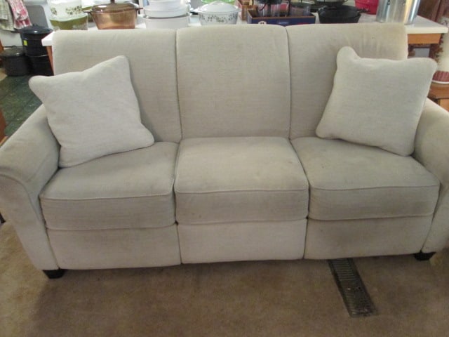 Upholstered Sofa with Dual Power-Operated Footrests with Pair of Matching Throw Pillows (1 of 6)