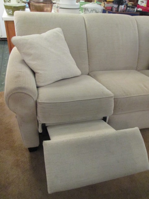 Upholstered Sofa with Dual Power-Operated Footrests with Pair of Matching Throw Pillows - 5