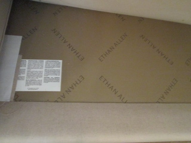 Ethan Allen Upholstered Sofa with Three Accent Throw Pillows - 4