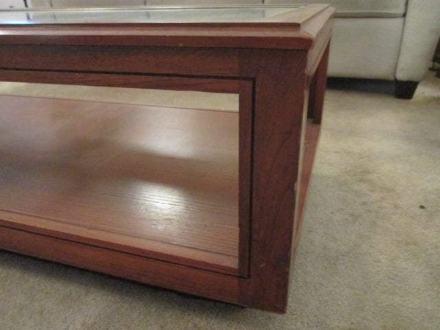 Tiered Glass Top Wood Coffee Table - 3