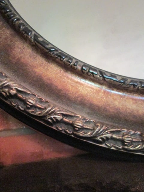 Large Round Bronzed Molded Frame Beveled Mirror - 2
