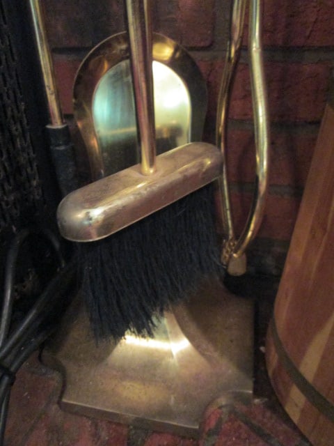 Brass 5 Piece Fireplace Set with Stand - 2