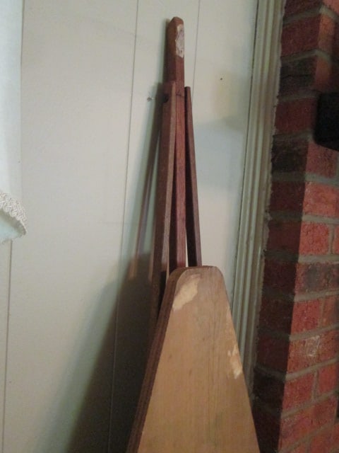 Vintage Wooden Ironing Board and Pair of No. 6 Cast Iron Sadirons - 5