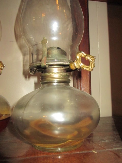 Pair of Clear Glass Oil Lamps - 3