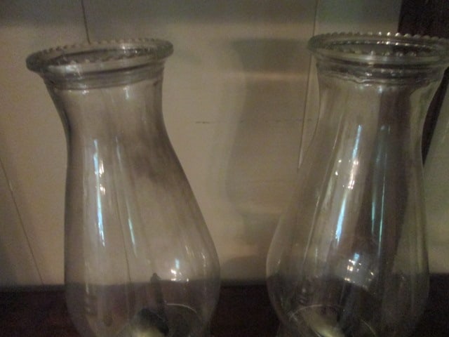 Pair of Clear Glass Oil Lamps - 4
