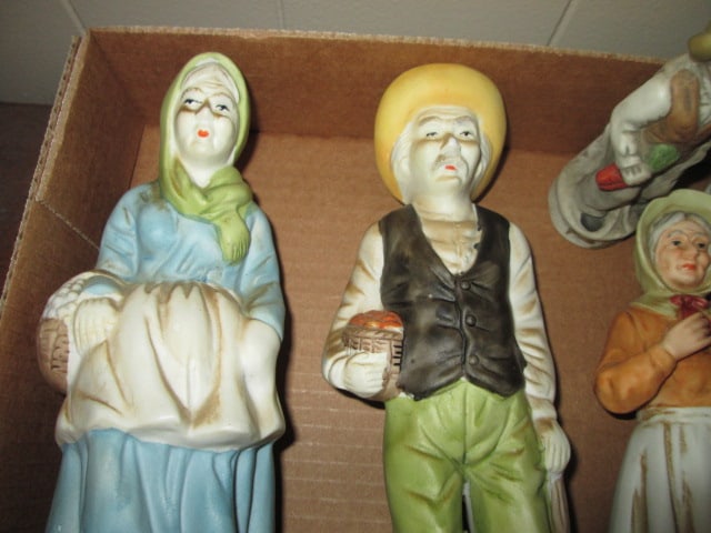 Three Pair of Bisque Porcelain Old Farming Couple Figures - 2