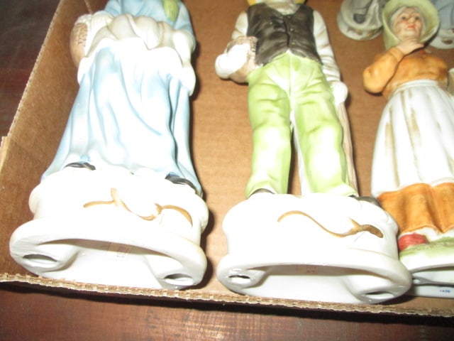 Three Pair of Bisque Porcelain Old Farming Couple Figures - 3