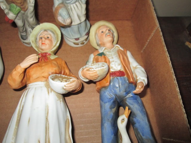 Three Pair of Bisque Porcelain Old Farming Couple Figures - 4