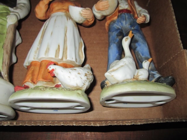 Three Pair of Bisque Porcelain Old Farming Couple Figures - 5