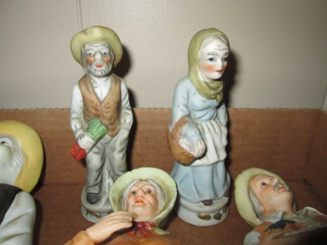 Three Pair of Bisque Porcelain Old Farming Couple Figures - 6