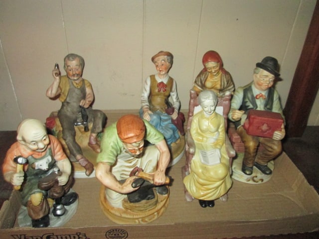 Bisque Porcelain Cobbler and Old Lady Figures: .