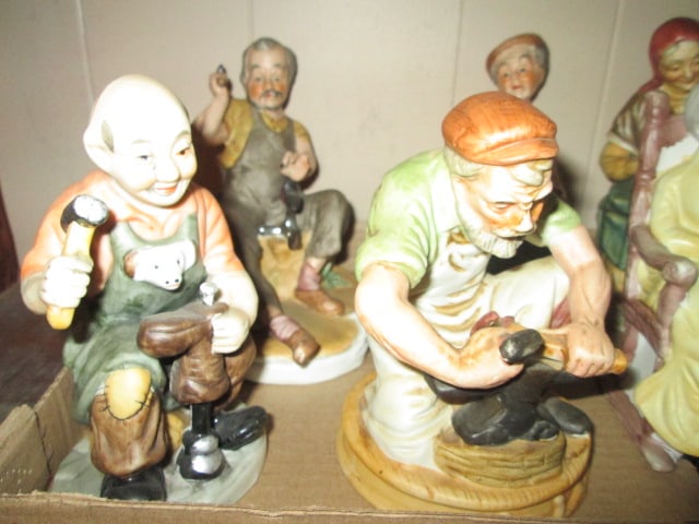 Bisque Porcelain Cobbler and Old Lady Figures - 3