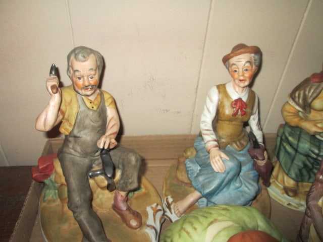 Bisque Porcelain Cobbler and Old Lady Figures - 4