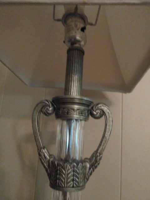 Sculpted Antiqued Silver and Glass Post Buffet Lamp - 3