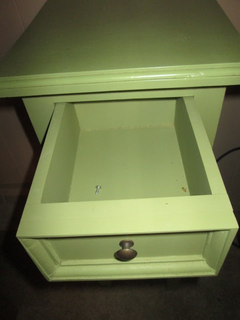 Painted Green Rustic Style Accent Table with Drawer - 3